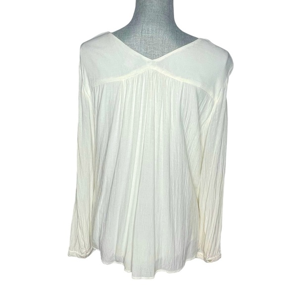 Chico’s Size 2 (12/14) Cream Boho Embroidered Beaded Peasant Top Long Sleeve - Picture 4 of 12